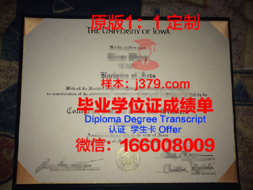 爱荷华大学毕业证图片University of Iowa Diploma