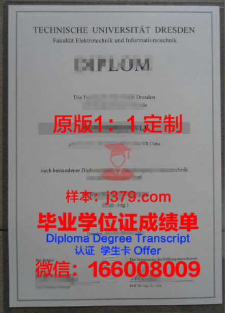 德累斯顿工业大学毕业证图片Dresden University of Technology Diploma